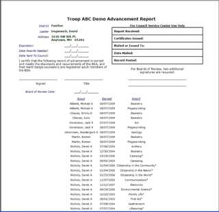 Advancement Report