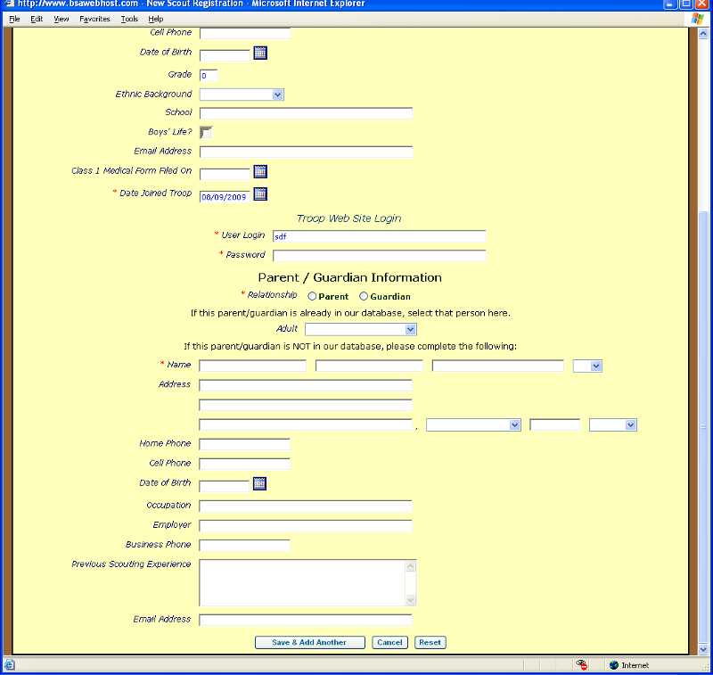 Scout Registration Form