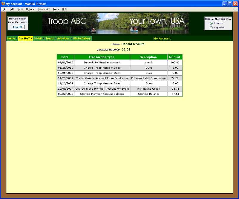 Members See Account Activity On-Line