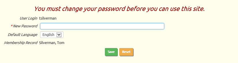 System requires password change