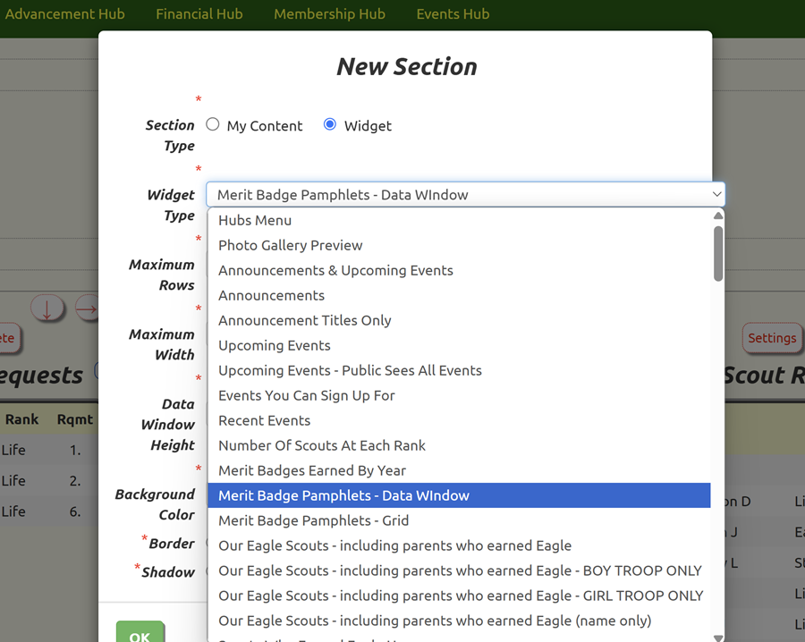 Widgets